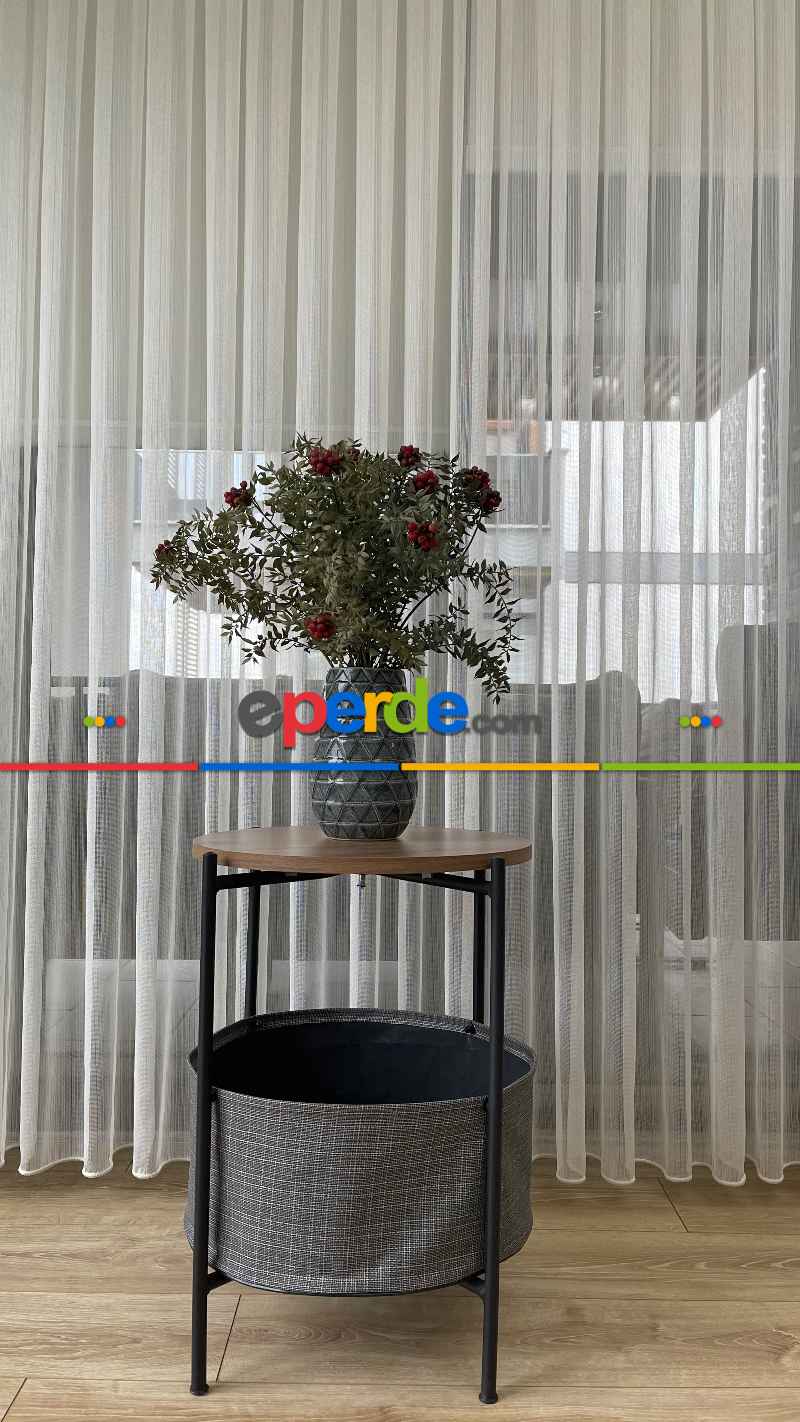 mutfak - Düz Çizgili Tül - İnci Tül - Dönergücü- Ekru