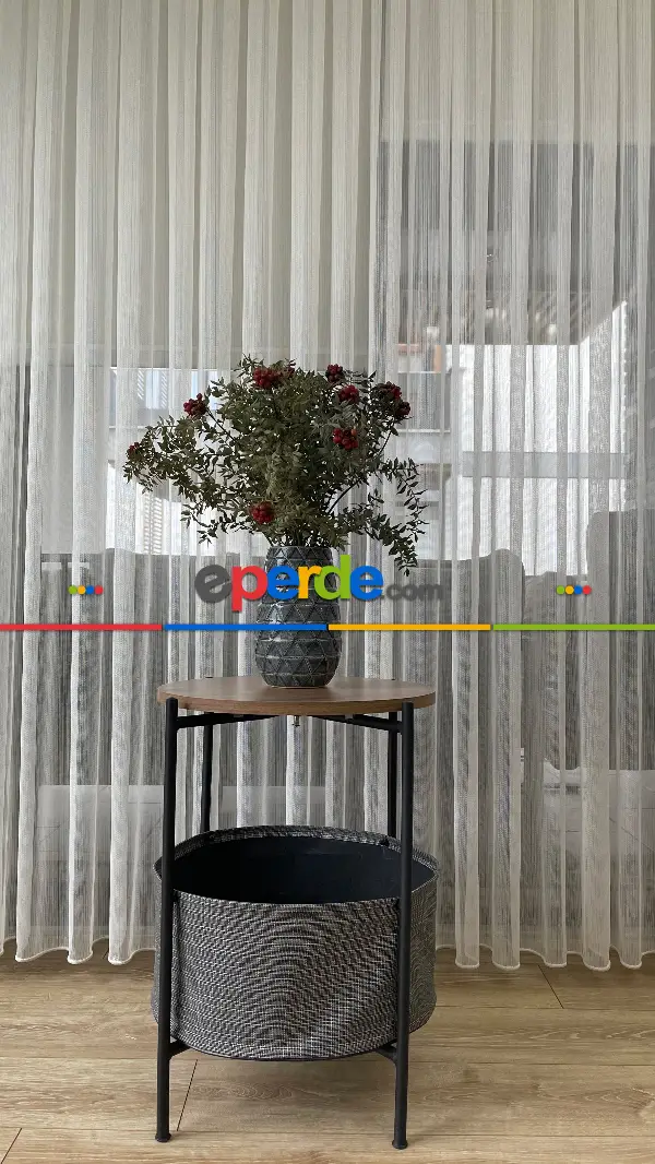 mutfak - Düz Çizgili Tül - İnci Tül - Dönergücü- Ekru