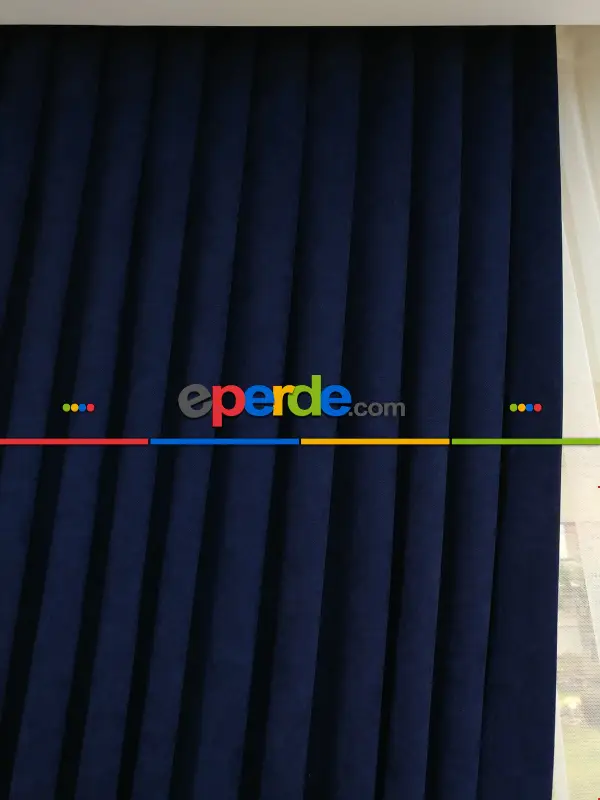 Lacivert - Düz Fon Perde ( Dökümlü Fon Perde)- Lacivert