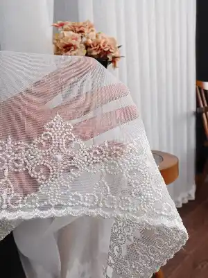 Etek Ucu Nakış İşlemeli Tül Perde