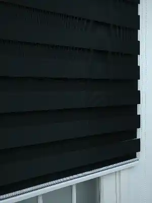 Siyah Düz Bambu Zebra Perde- Siyah