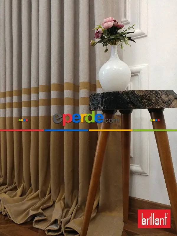 Brillant Süet Pano Fon Perde 180cm Yeni Sezon- Açık Camel