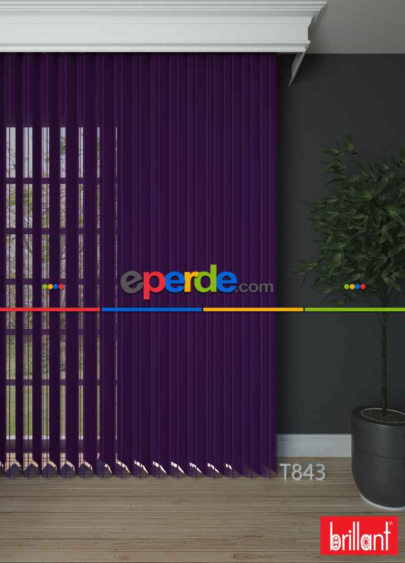 Brillant Akıllı Tül Perde Mor Renkli Tül Dikey Zebra Perde Düz 1. Kalite