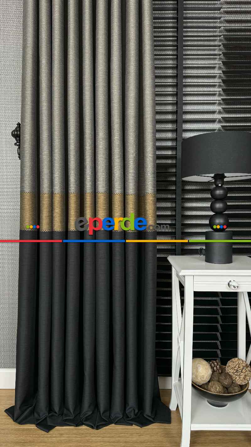 Altın Antrasit Gri Kombinli Jakar Dokuma, Premium Kalite Serisi Ağır Gramajlı