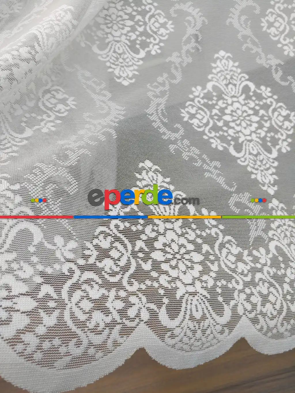 Tül Perde Ve Kruvaze Perde Damask Desenli- Ekru