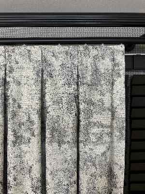 Patinedesenli Gri Desenli Jakar Fon Perde (285 En)- Gri