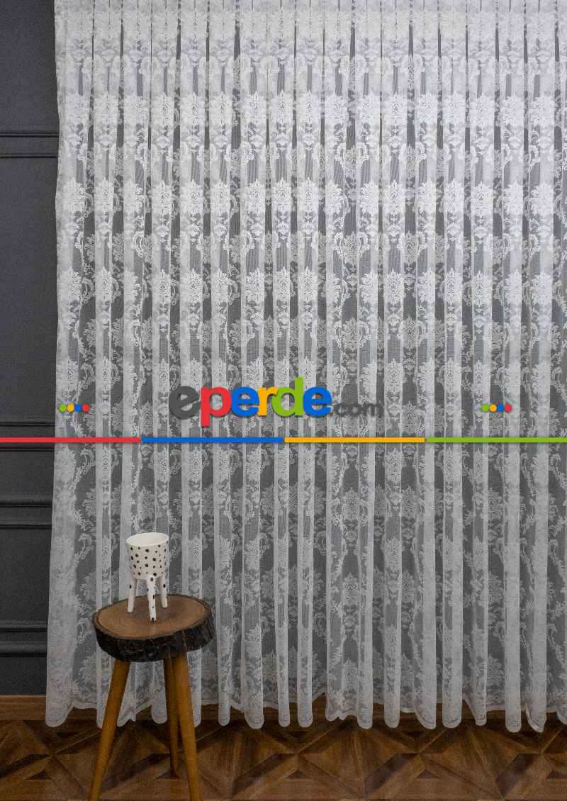 Damaks Desenli Fransız Danteli Örme Tül Damaks Desen