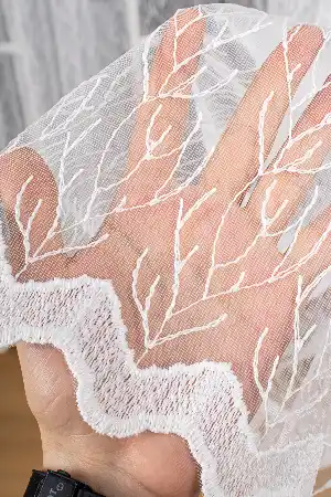 Kuru Ağaç Dalı Brode İşlemeli Tül Perde