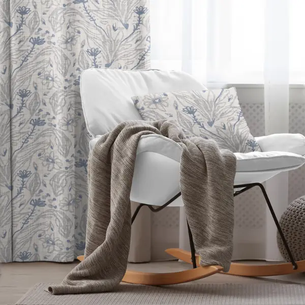 Oturma Odası Fon Perde Evim1598 Kumaşı Kalındır Duck Bezi Değildir- Mavi-beyaz