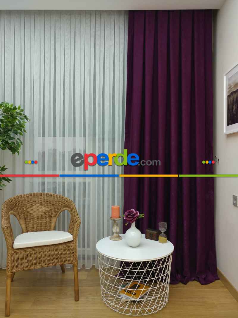 Soft Vişne Rengi Fon Perde Geniş En (285)- Vişne