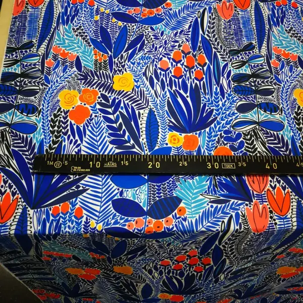 Rengarenk Çiçek Desenli Fon Perde Evm634 Kumaşı Kalındır Duck Bezi Değildir- Mavi-Kırmızı-Sarı-Turuncu-Çok Renkli