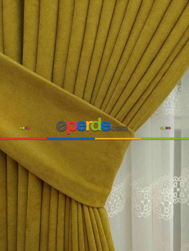 K.sarı - Düz Fon Perde ( Dökümlü Fon Perde)- Sarı