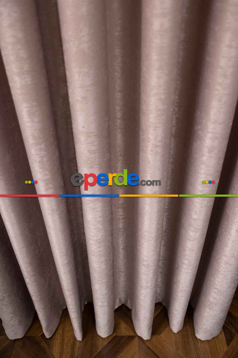 Salon - Soft Fon Perde Pudra Pembesi Dökümlü En - Pembe Pudra Pembe
