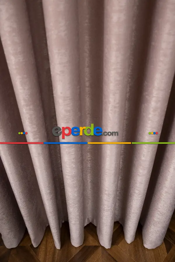 Salon - Soft Fon Perde Pudra Pembesi Dökümlü En - Pembe Pudra Pembe