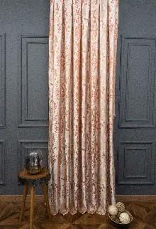 Yatak Odası Fon Jakar Dokuma Fon Perde Kiremit Renk