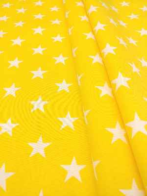 Sarı Yıldız Desenli Fon Perde ( Leke Tutmaz )- Sarı