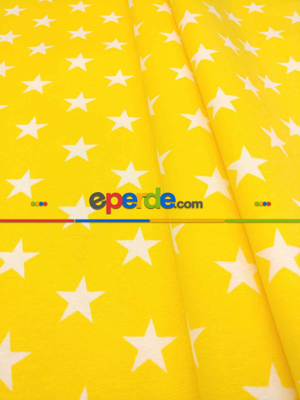 Sarı Yıldız Desenli Fon Perde ( Leke Tutmaz )- Sarı