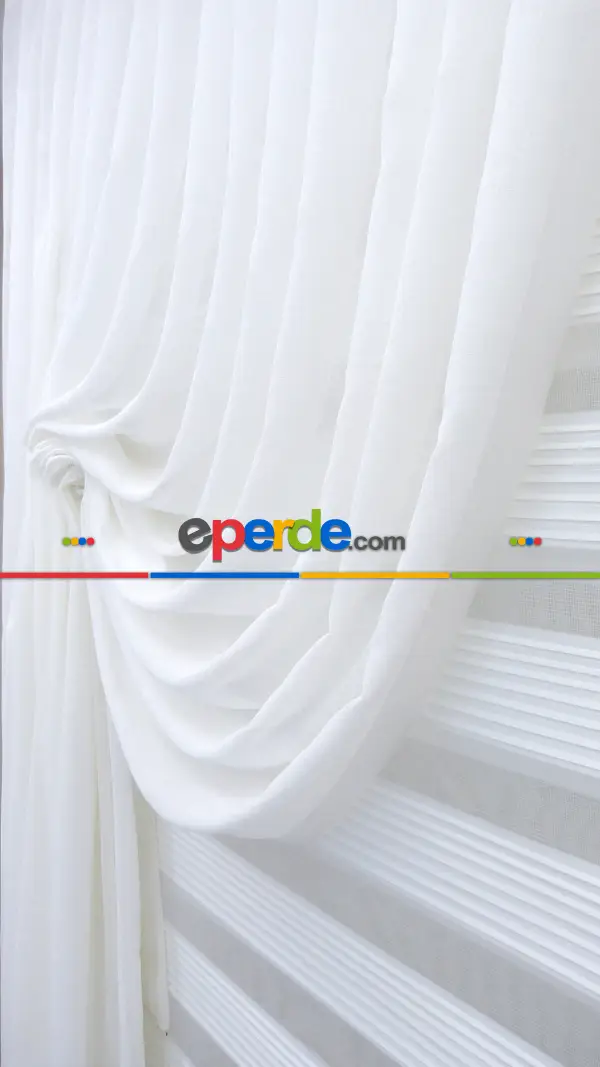 Oturma Odası - Dantel Örme Tül Perde Ve Kruvaze Perde Kalın Keten Doku Krem Açık- Krem Açık