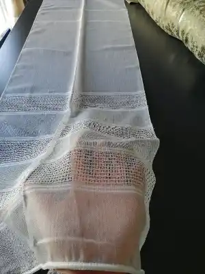 Bambu Vakko Enine Bantlı Tül Ekru