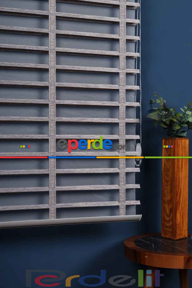 Gri 50mm Silüet Kumaş Jaluzi Perde