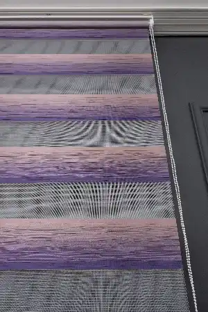 Zebra Perde - Mor Pudra Pembe Geçişli Kırık Pileli Zebra Perde