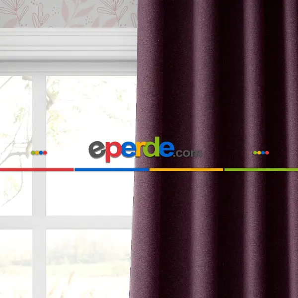 Yatak Odası - Blackout Karartma Tek Kanat Fon Perde Mürdüm