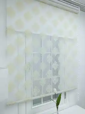 %40 Indirimli !!! Krem Tül Stor Perde Damask Desenli- Krem