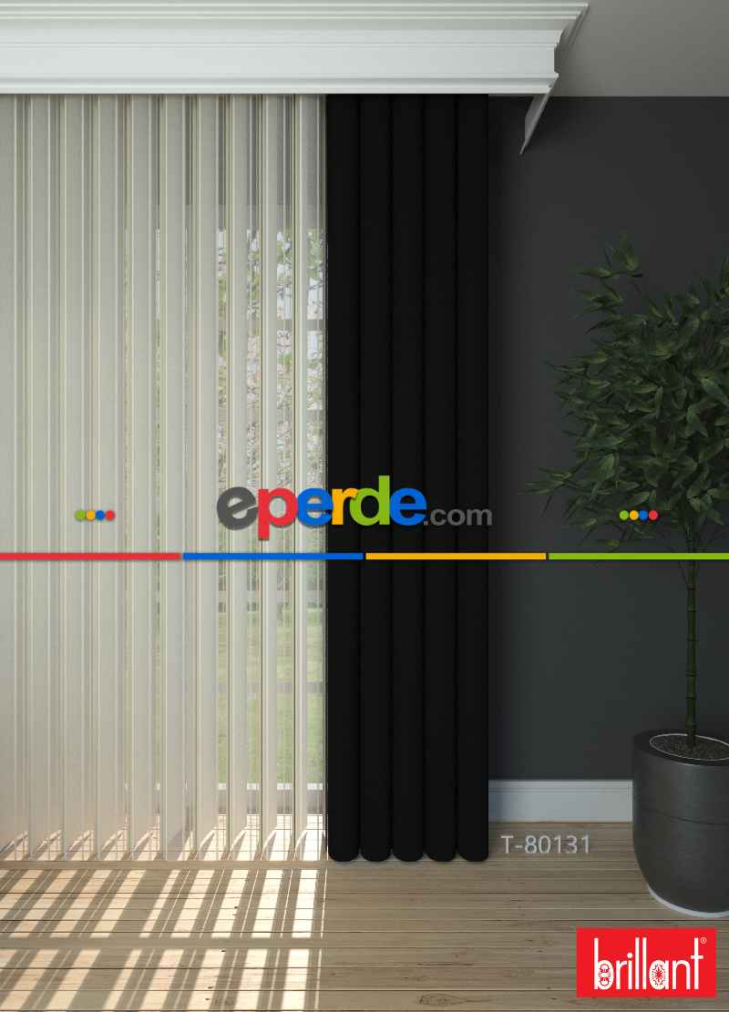 Brillant Akıllı Tül Perde Siyah Renkli Tül Dikey Zebra Perde Düz 1. Kalite