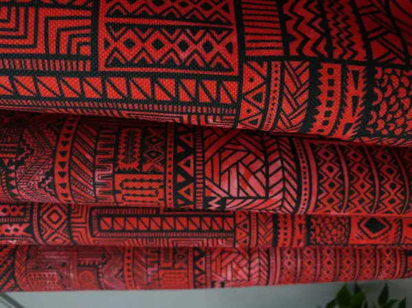 Kırmızı Geometrik Desenli Fon Perde Evm708 Kumaşı Kalındır Duck Bezi Değildir- Kırmızı Koyu