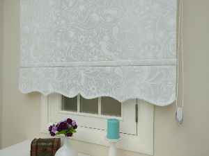 Desenli Mutfak Stor Perde- Beyaz