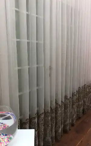 Etek Ucu Damask Desenli Dantel Tül Perde- Haki-vizon Rengi