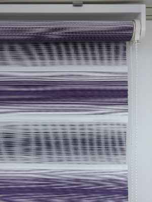 Mor Geçişli Düz Plise Zebra Perde (geniş Pliseli)- Mor