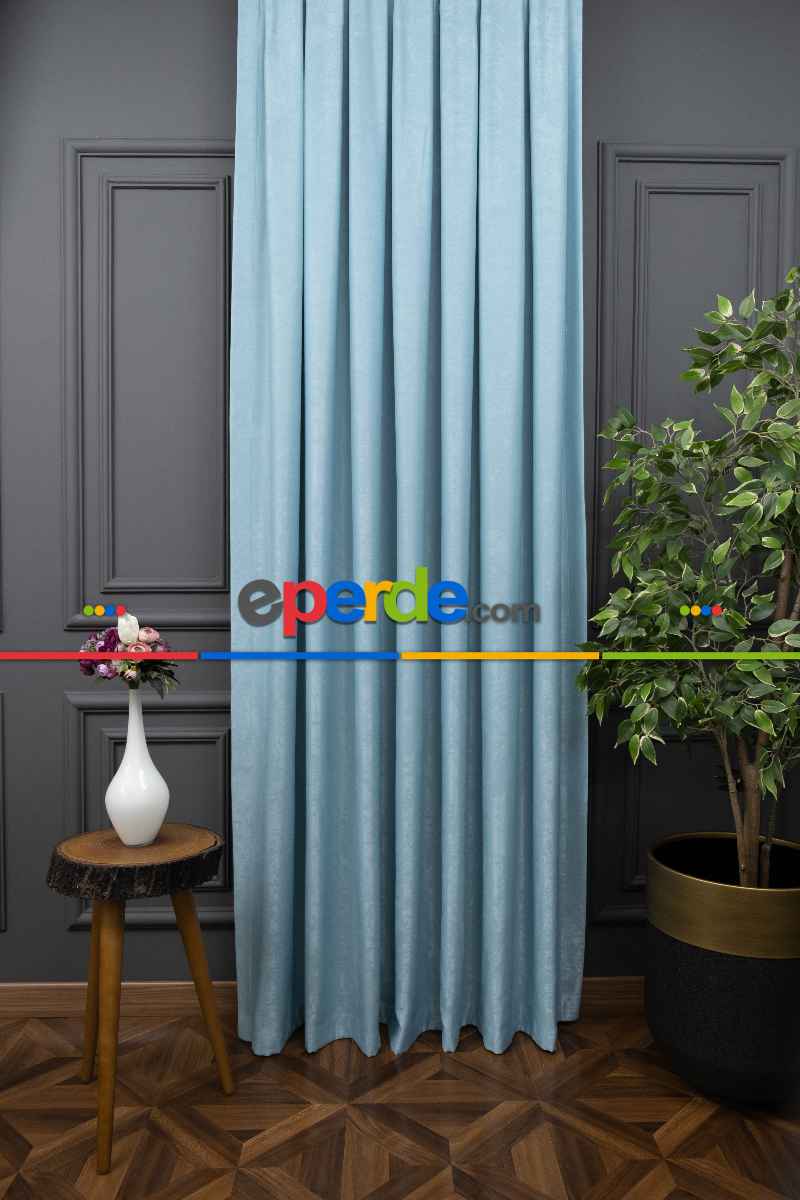 Salon - Soft Fon Perde Mint Yeşili Dökümlü En - Mint