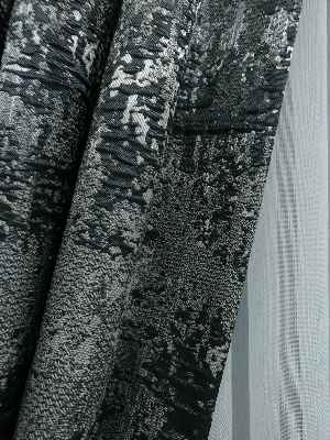 Patinedesenli Gri Jakar Fon Perde (180)- Gri-füme-antrasit