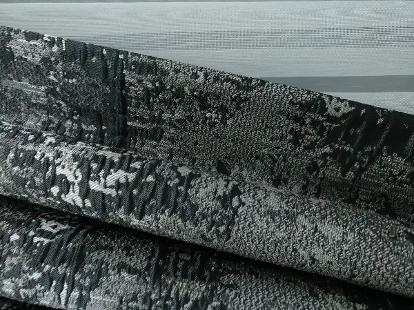 Patinedesenli Gri Jakar Fon Perde (180)- Gri-füme-antrasit