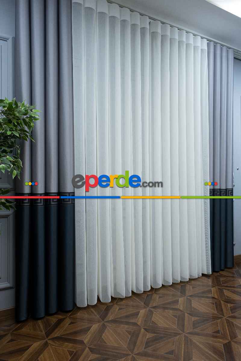 Lens Akıllı Dikey Tül Perde Versace-42- Çok Renkli 2