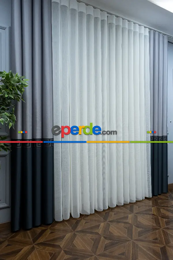 Yatak Odası - Lens Akıllı Dikey Tül Perde Versace-42- Çok Renkli 2