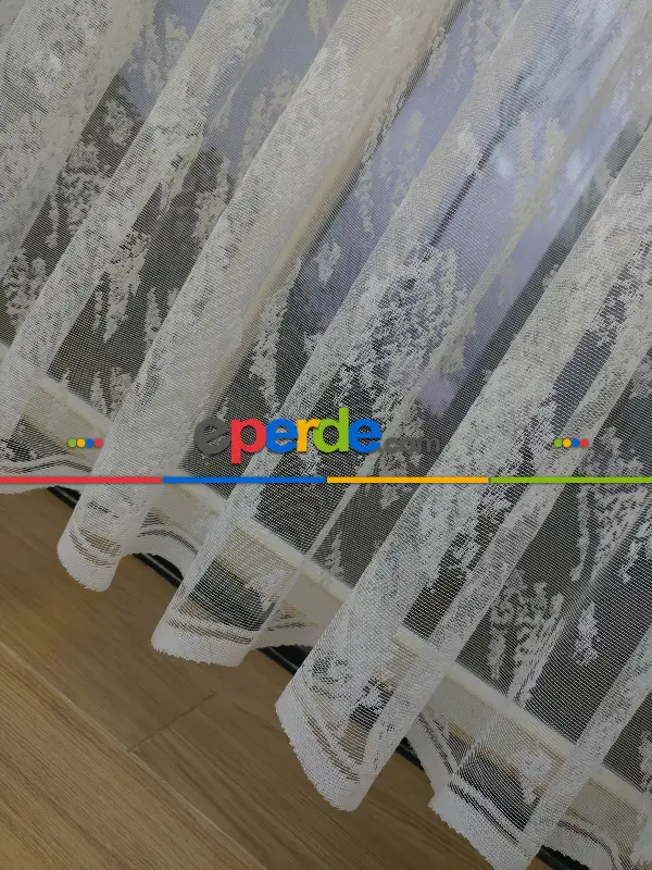 Salon Yatak Odası Spor Serpme Desenli Dantel 2021 Tül Perde- Ekru