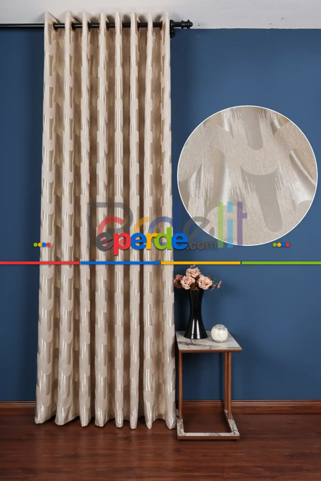 Avantgarde Krem Dalgalar Desenli– Modern Jakar Dokuma Fon Perde