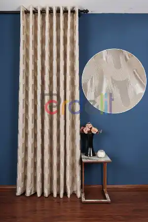 Avantgarde Krem Dalgalar Desenli– Modern Jakar Dokuma Fon Perde