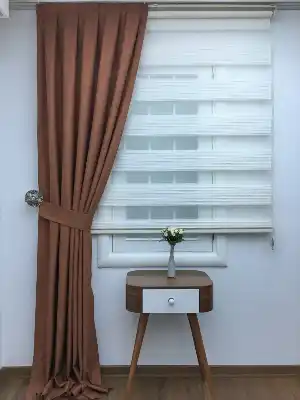 Keten Dokuma Tarçın Rengi Fon Perde- Diğer