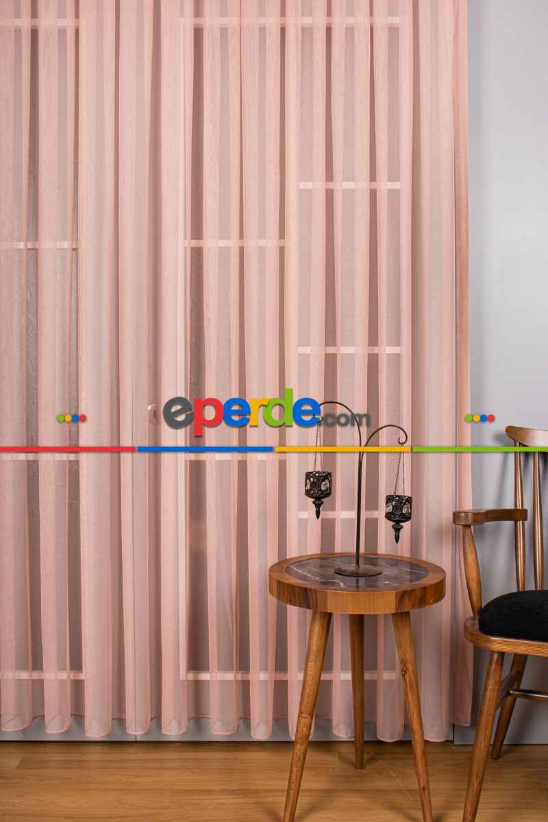 Yatak Odası - Pudra Grek Tül Perde Petek Zemin