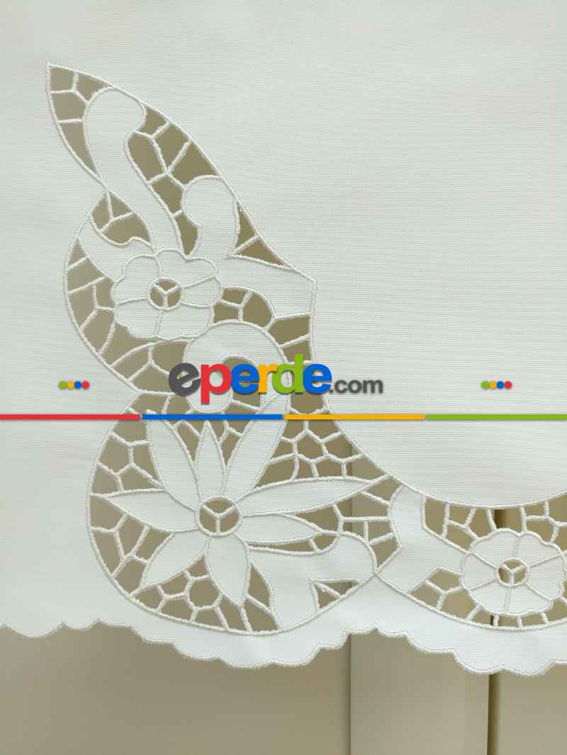 Mutfak Stor Perde - 33 Farklı Renk - İşlemeli- Gri-Füme-Antrasit