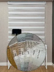 Oturma Odası Ekru Bej Degrade Geçişli Dar Pliseli Zebra Perde, Standart Metal Kasalı Yüksek Kalite Kornişe Kolay Montaj Seçenekli