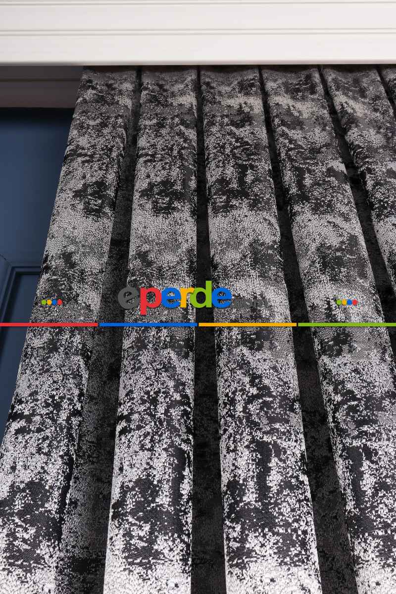 Yatak Odası Fon Perde - Siyah - Gri Antrasit Jakar Dokuma Fon Perde