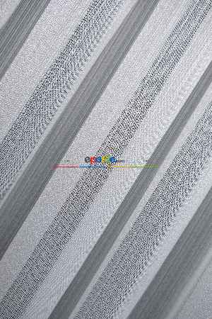 Salon - Ekru Kırık Beyaz Çızgili Tül Perde - Yüksek Kalite Sugar - Kurşunlu Tül