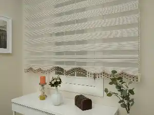 Bej Rengi Zebra Perde - Dar Pileli Zebra Perde