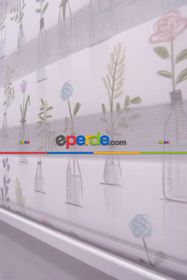 Mutfak Zebra Perde Desenli- Lila Açık Lila