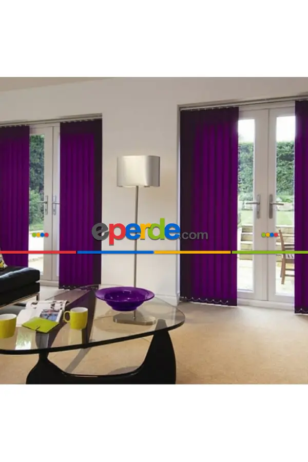 Mor Dikey Kumaş Perde