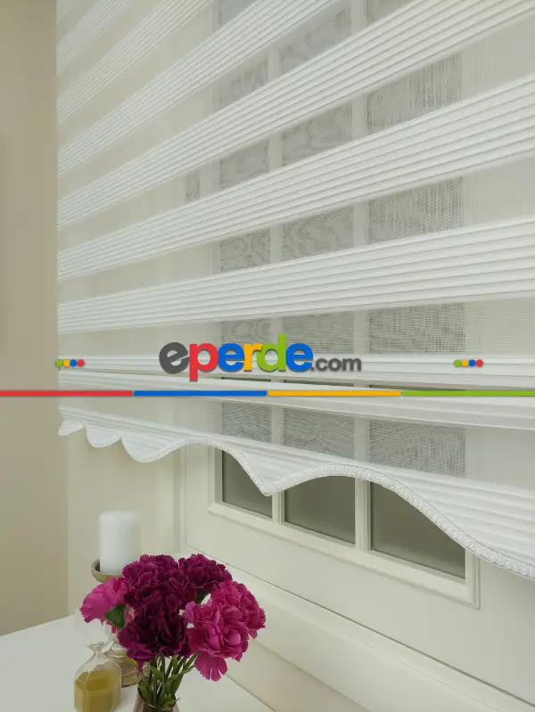 Yatak Odası - Zebra Perde - Dar Pileli Zebra Perde- Ekru